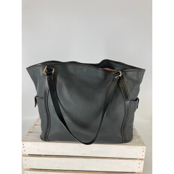 DOONEY & BOURKE GRAY PEBBLED LEATHER LARGE SHOULDER BAG - Picture 3 of 16